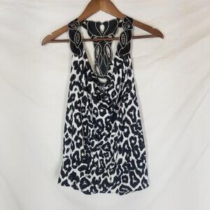 Vintage Bongo Women’s Large Black White Animal Print Racerback Tank Top